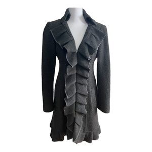 Nanette Lapore Black long ruffle jacket. Size 2